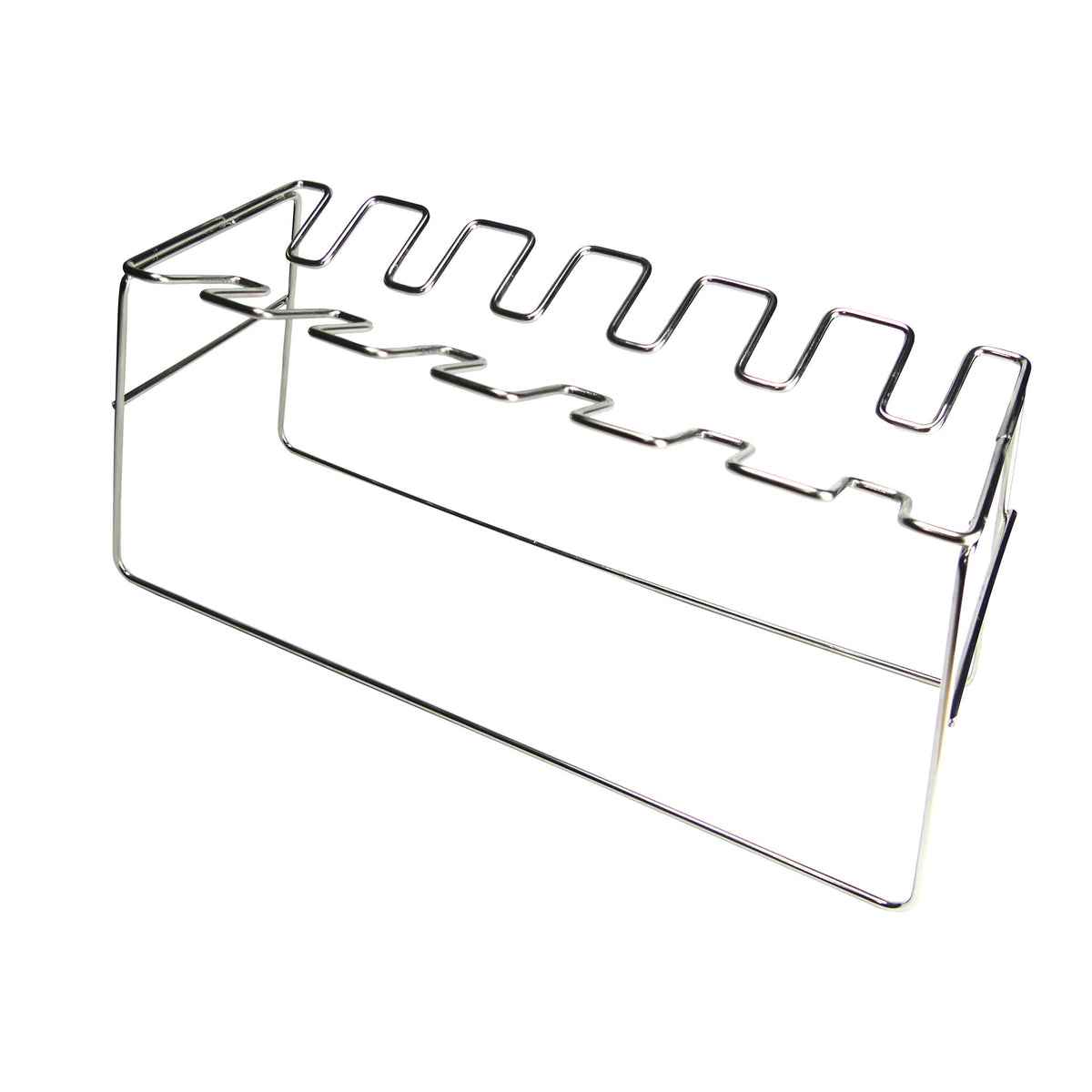 Stainless chicken leg and wing rack on a white background