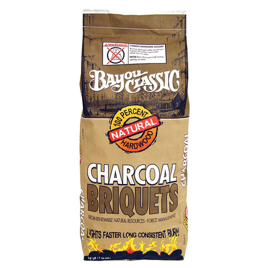 Bag of charcoal briquets on a white background