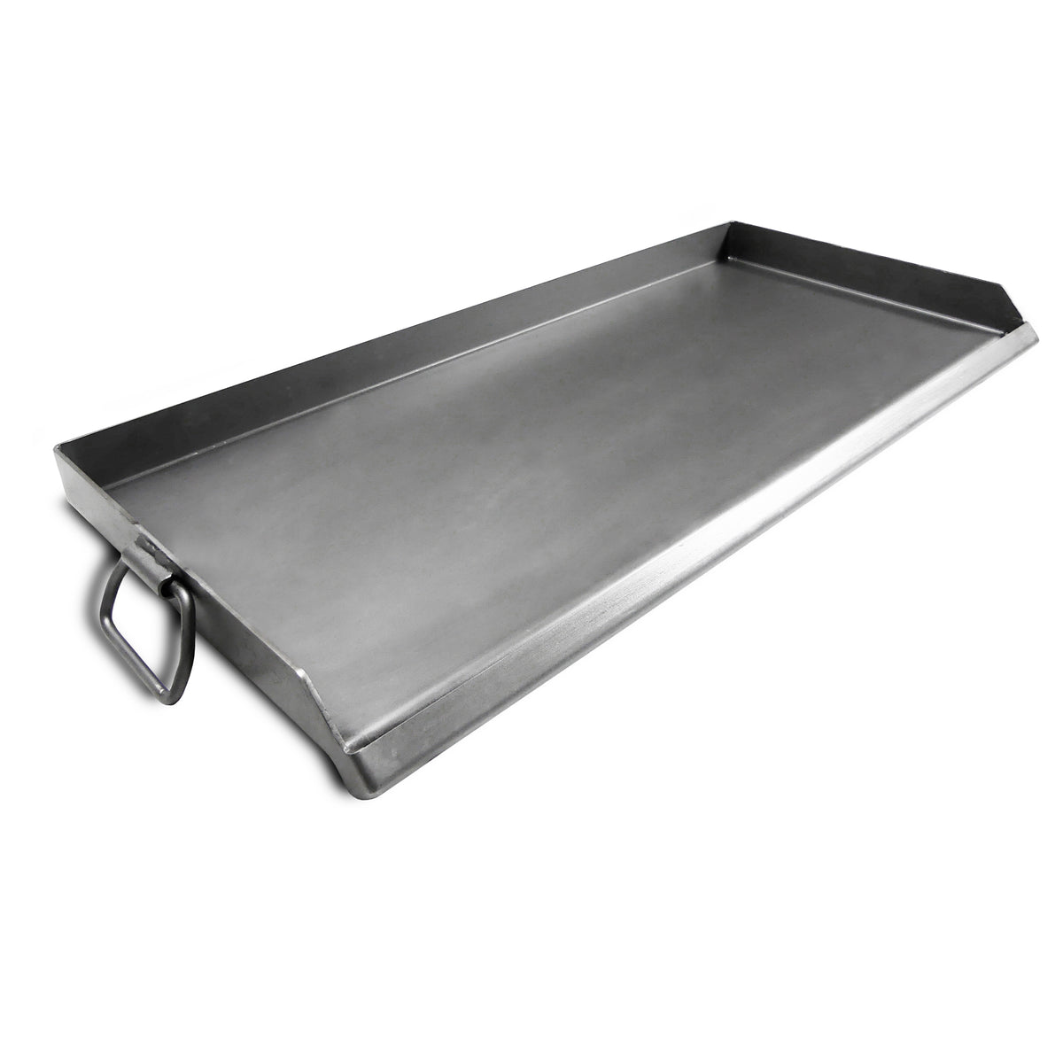 A heavy-gauge steel double griddle on a white background