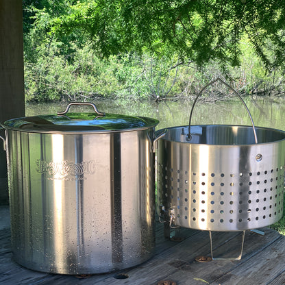 82-qt Stainless Stockpot with Elevated Basket