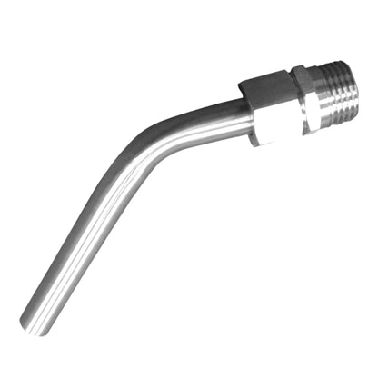 A stainless steel dip tube with a male connection and flared fitting for brew kettles.